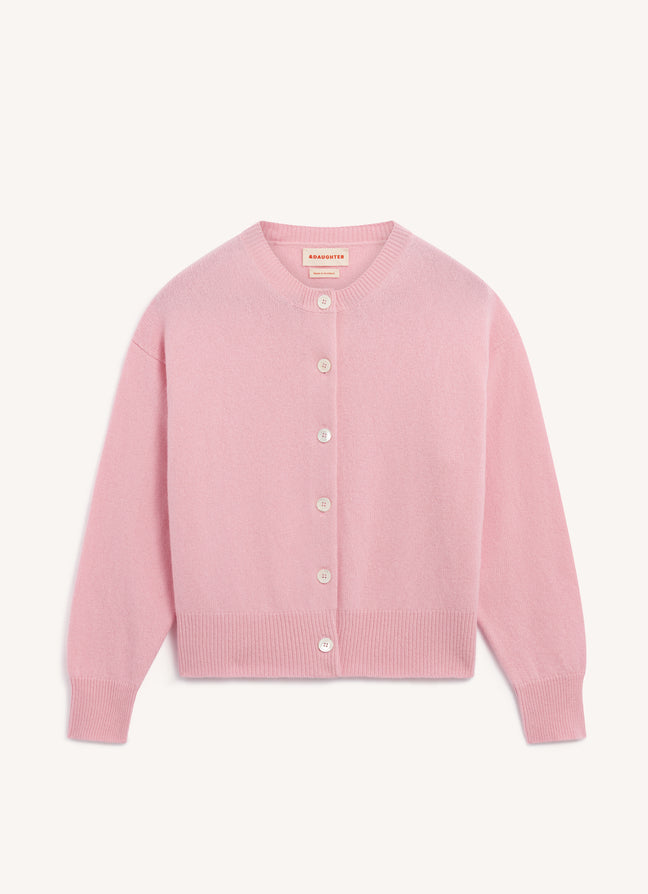 Ada Crewneck Cardigan in Pale Pink