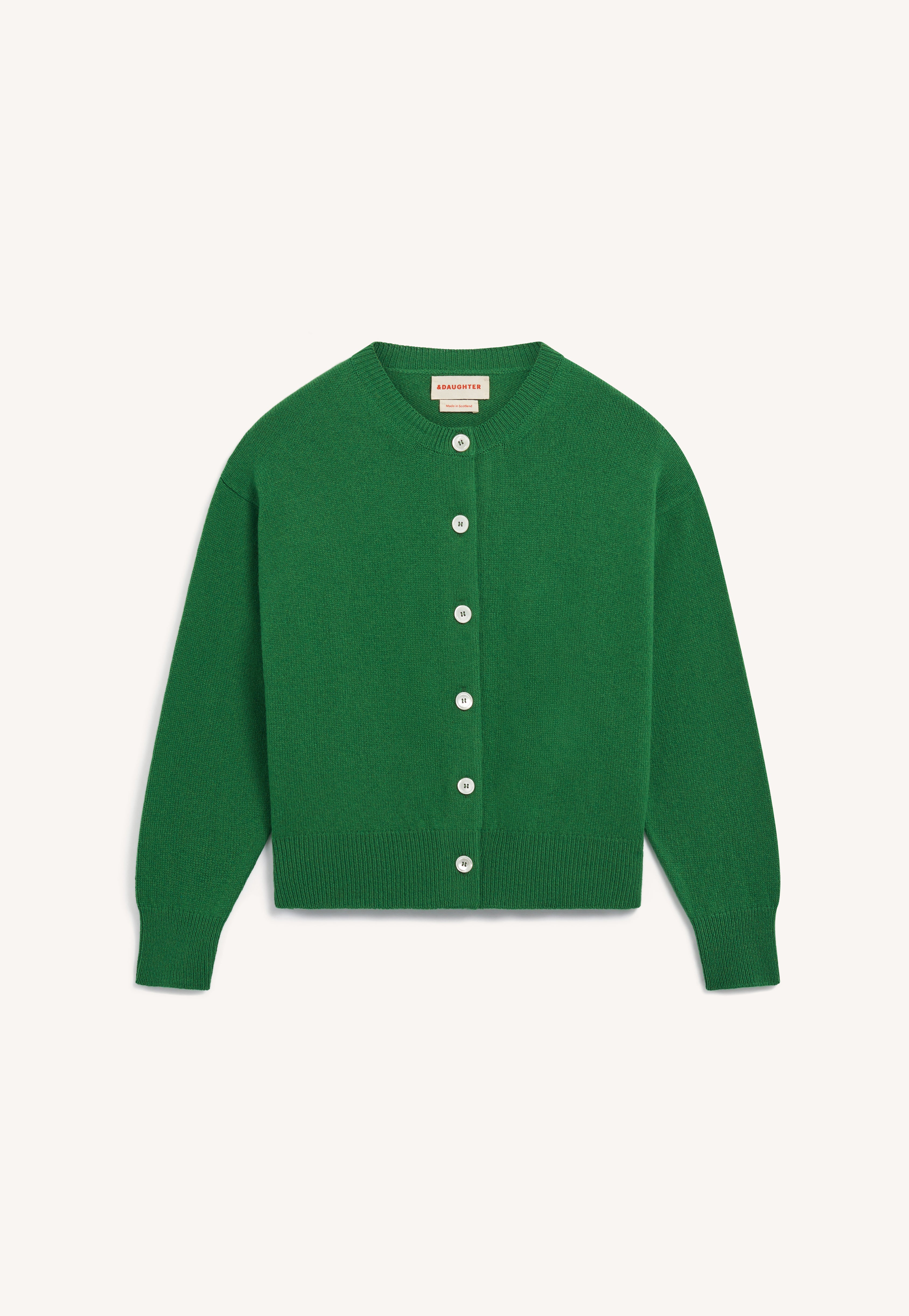 Ada Crewneck Cardigan in Pagoda Green