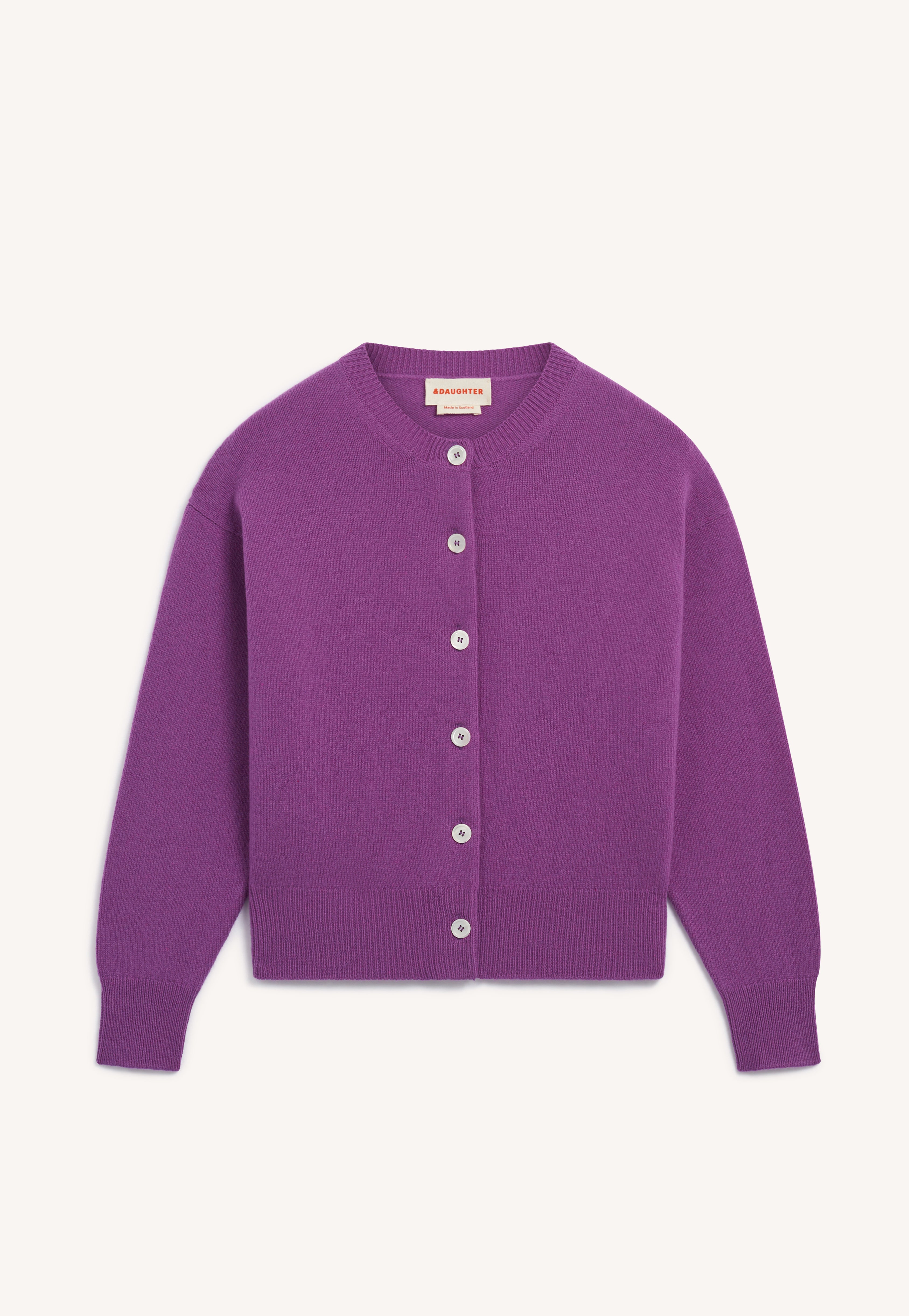 Ada Crewneck Cardigan in Vivid Purple – &Daughter