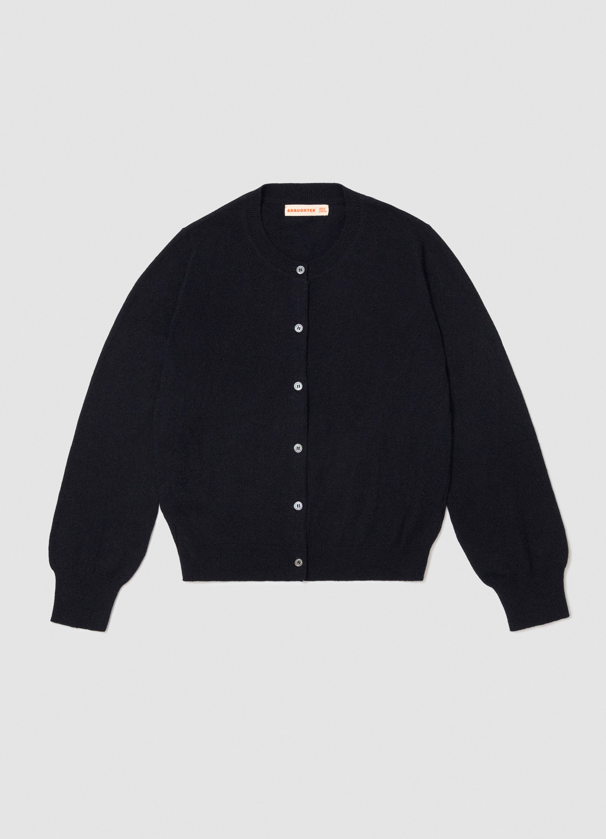 Enya Cashmere Cardigan in Dark Navy – &Daughter