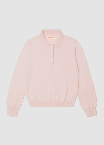 Aoife Cashmere Polo Shirt in Pale Pink