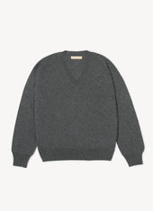 Tahra Cashmere V-Neck in Derby Grey