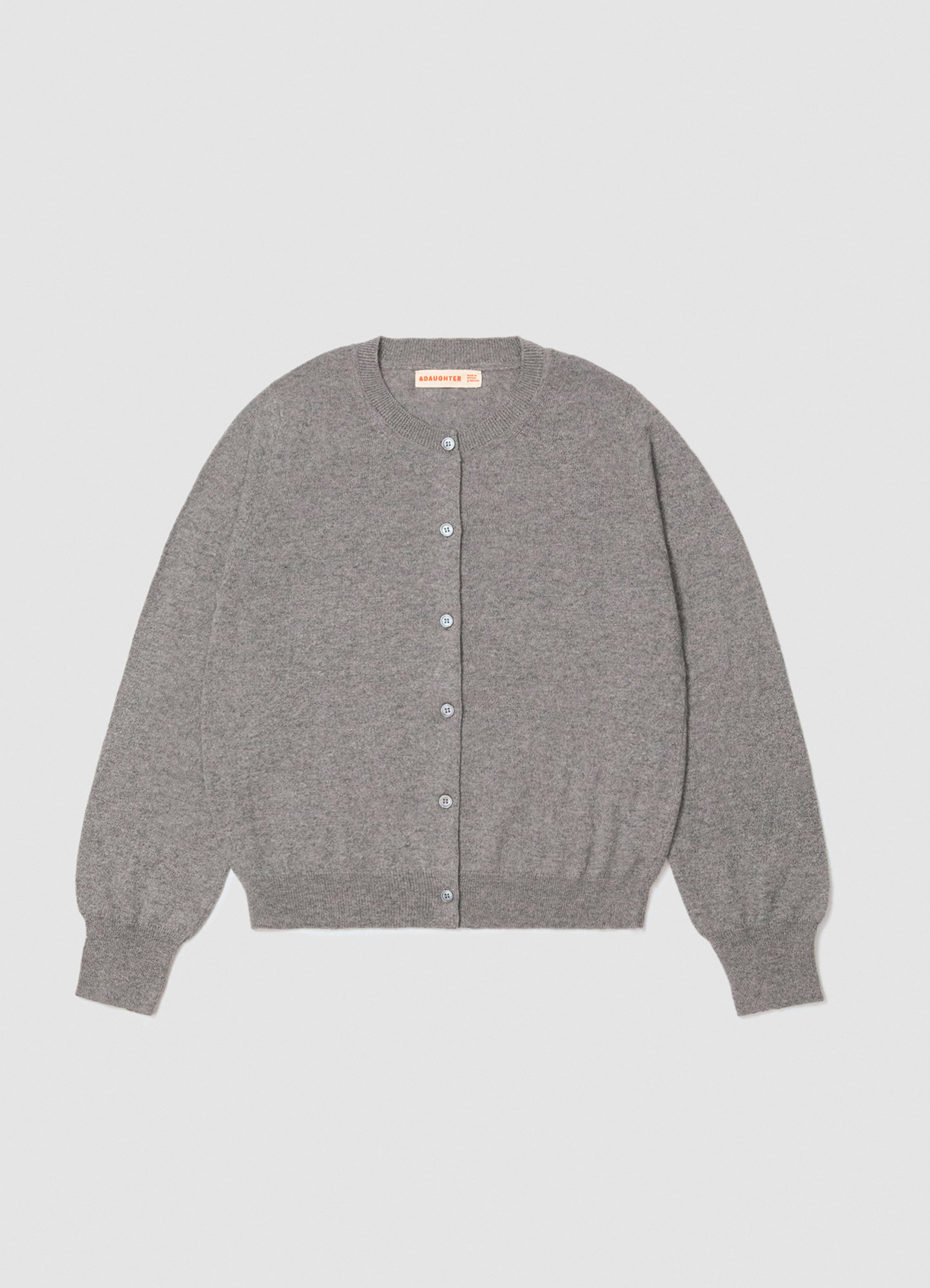 Enya Cashmere Cardigan in Soft Grey – &Daughter