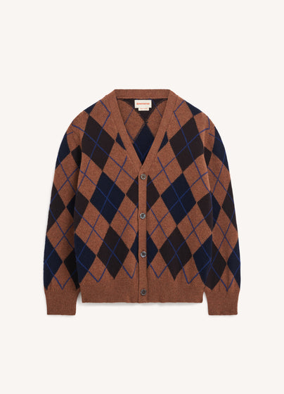 Mens Ava Argyle Cardigan in Hazelnut Multi