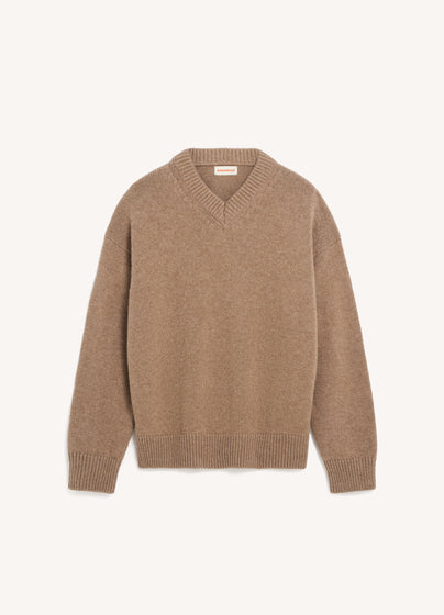 Mens Balla Slouch V-Neck in Dark Natural
