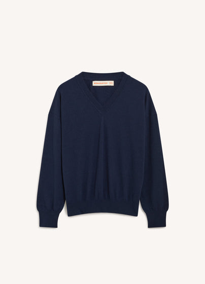 Tahra Cashmere V-Neck in Navy