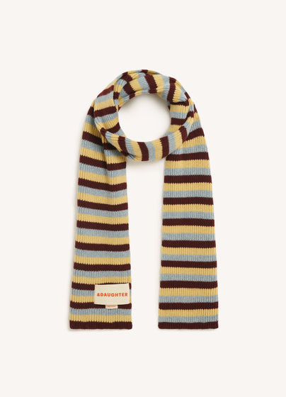 Clover Striped Scarf in Burgundy with Vintage & Yellow