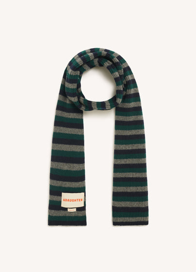 Clover Striped Scarf in Navy with Holly & Grey