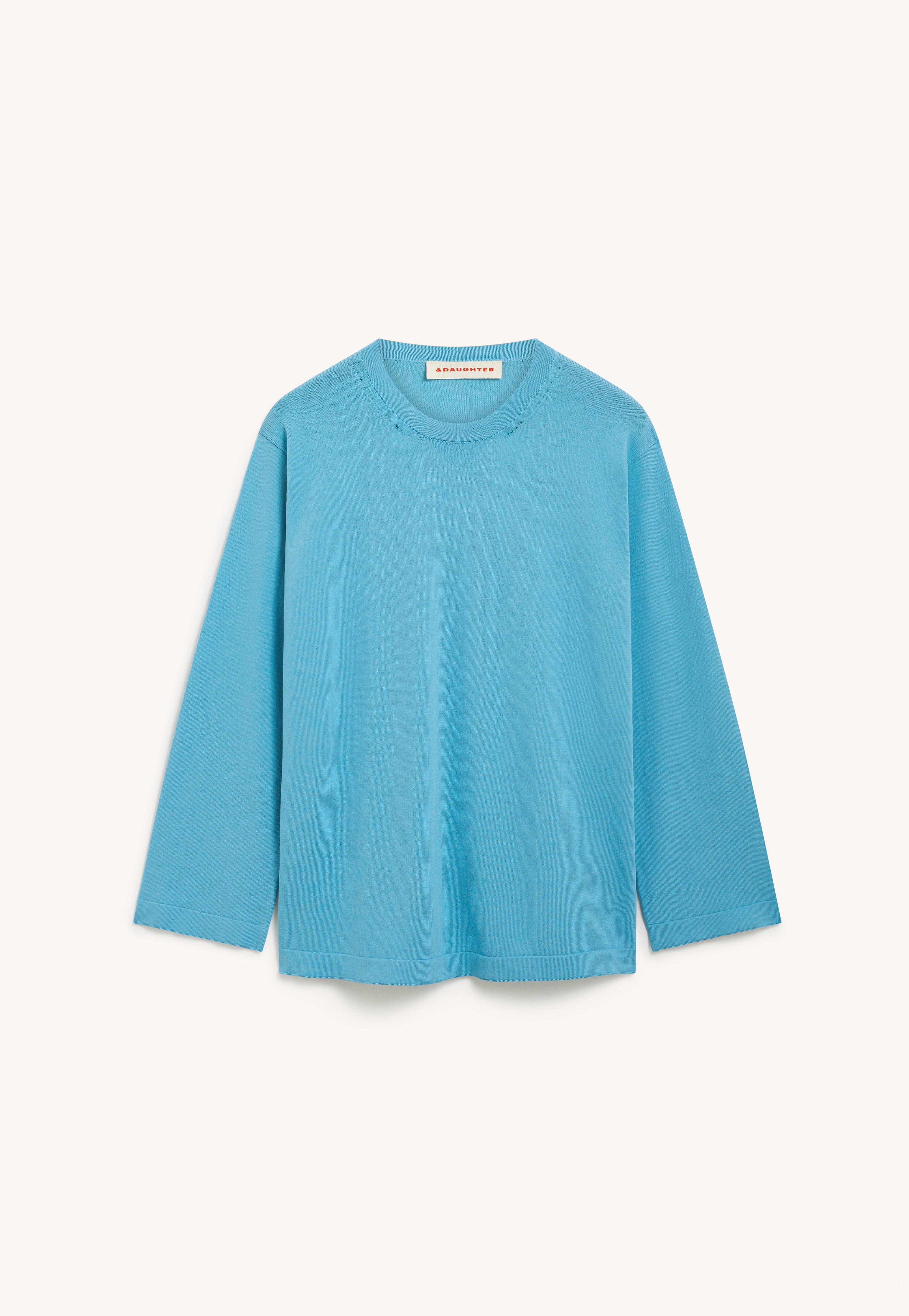 Long Sleeve Slouchy T-Knit in Aqua – &Daughter