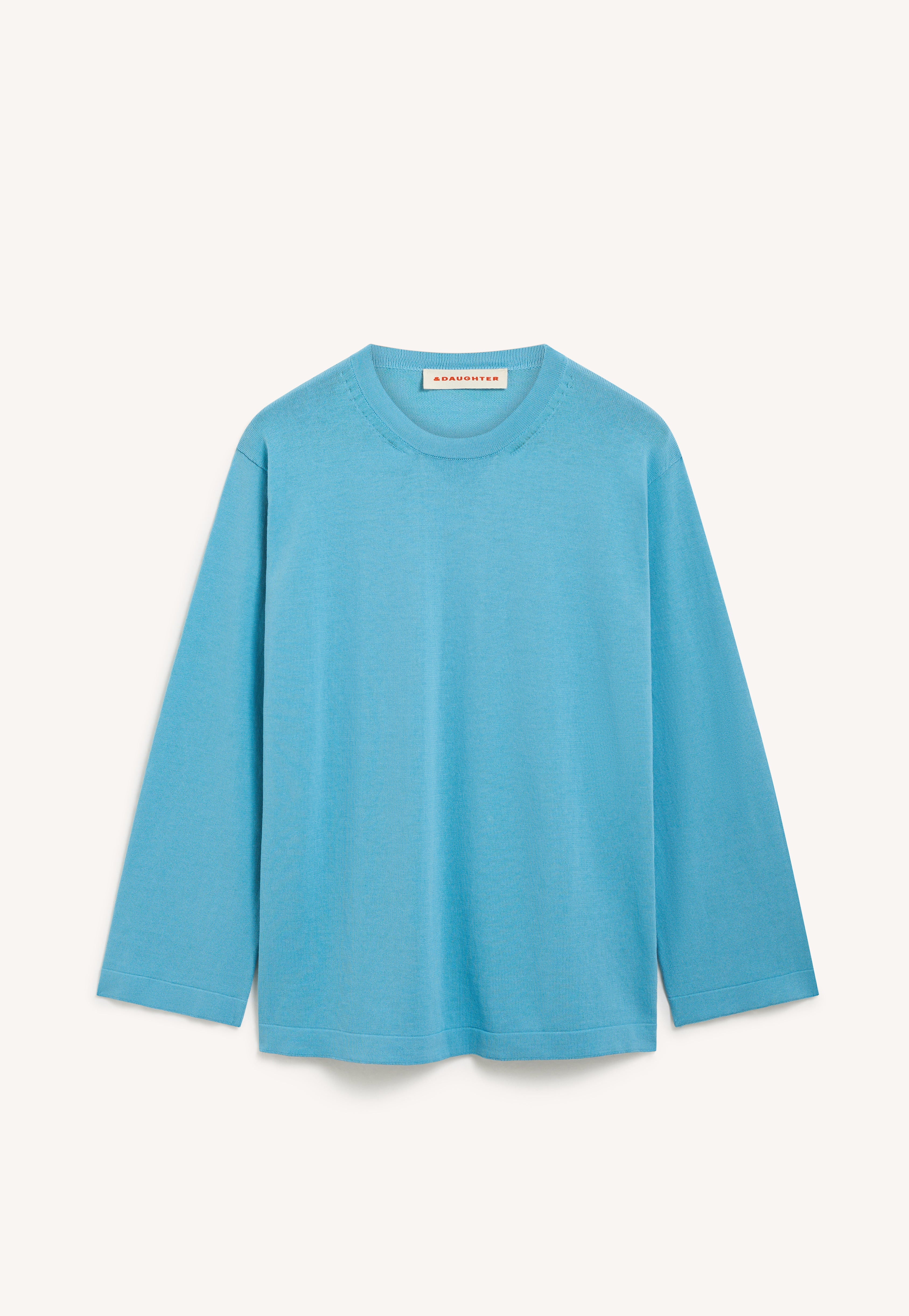 Long Sleeve Slouchy T-Knit in Aqua – &Daughter