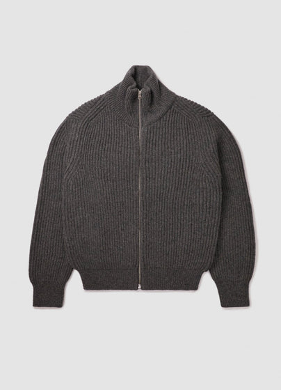 Enda Rib Zip Jacket in Derby Grey