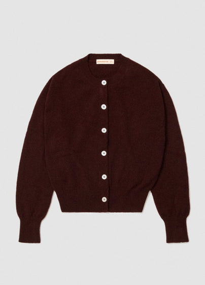 Ada Crewneck Cardigan in Burgundy