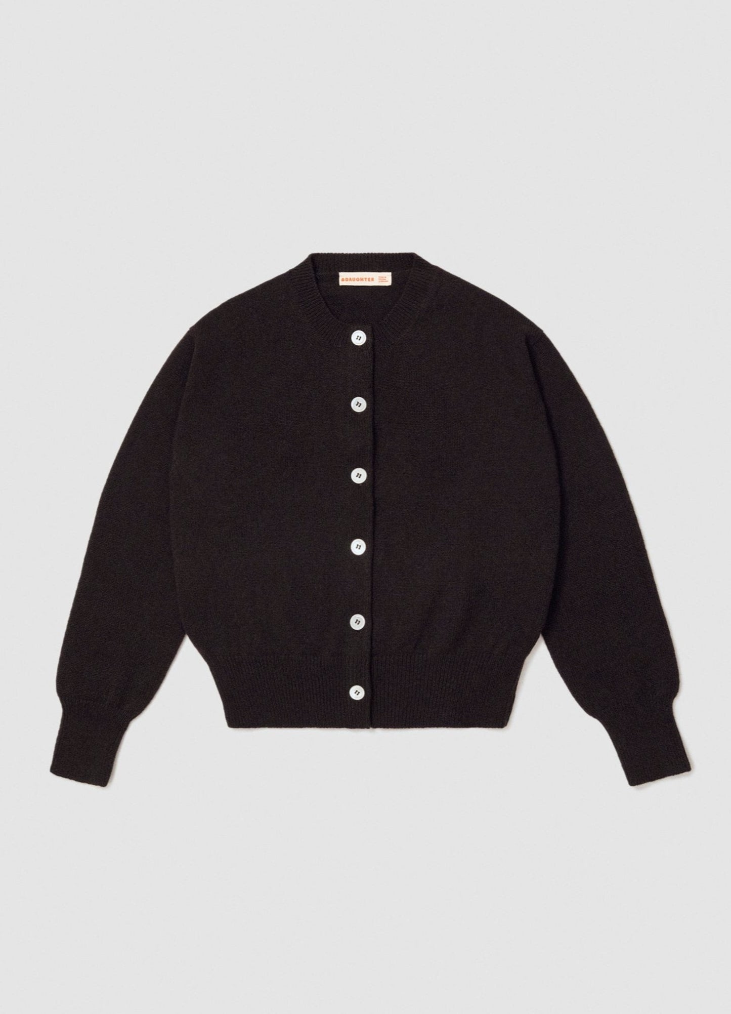 Ada Crewneck Cardigan in Dark Brown – &Daughter