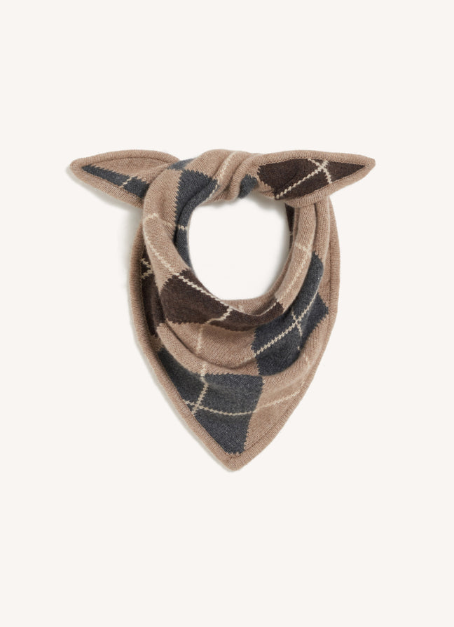 Cashmere Argyle Foulard in Dark Natural with Grey