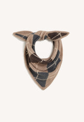 Cashmere Argyle Foulard in Dark Natural with Grey