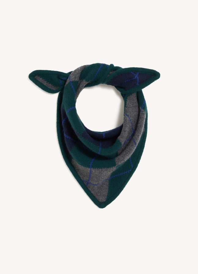 Argyle Foulard in Holly Green with Smalt