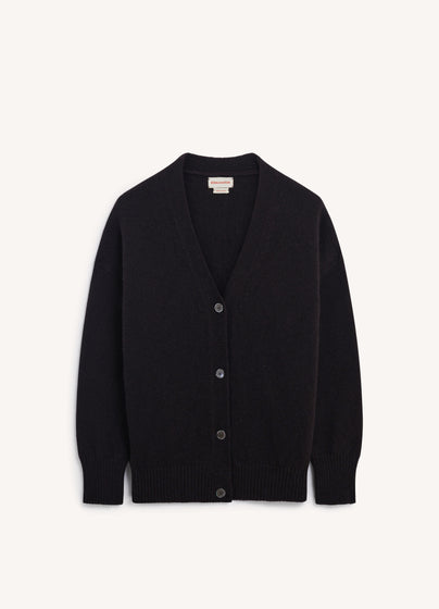 Sora V-Neck Cardigan in Dark Brown