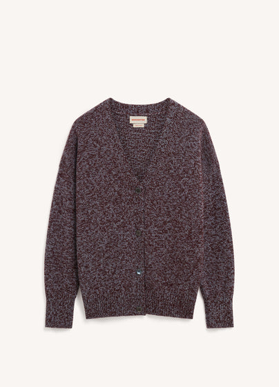Sora V-Neck Cardigan in Port/Vintage Marle