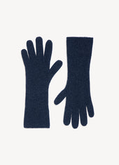 Rib Cashmere Gloves in Navy
