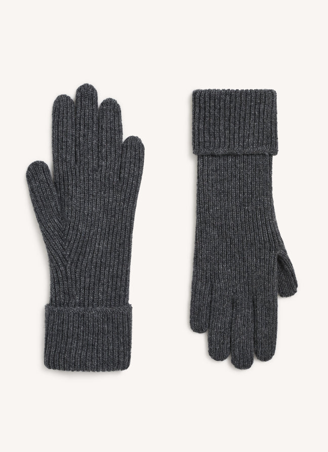Rib Cashmere Gloves in Derby Grey