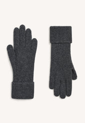 Rib Cashmere Gloves in Derby Grey