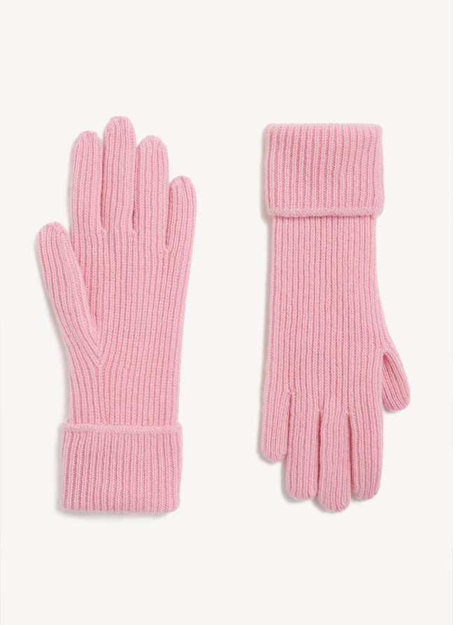 Rib Cashmere Gloves in Pale Pink