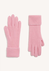 Rib Cashmere Gloves in Pale Pink