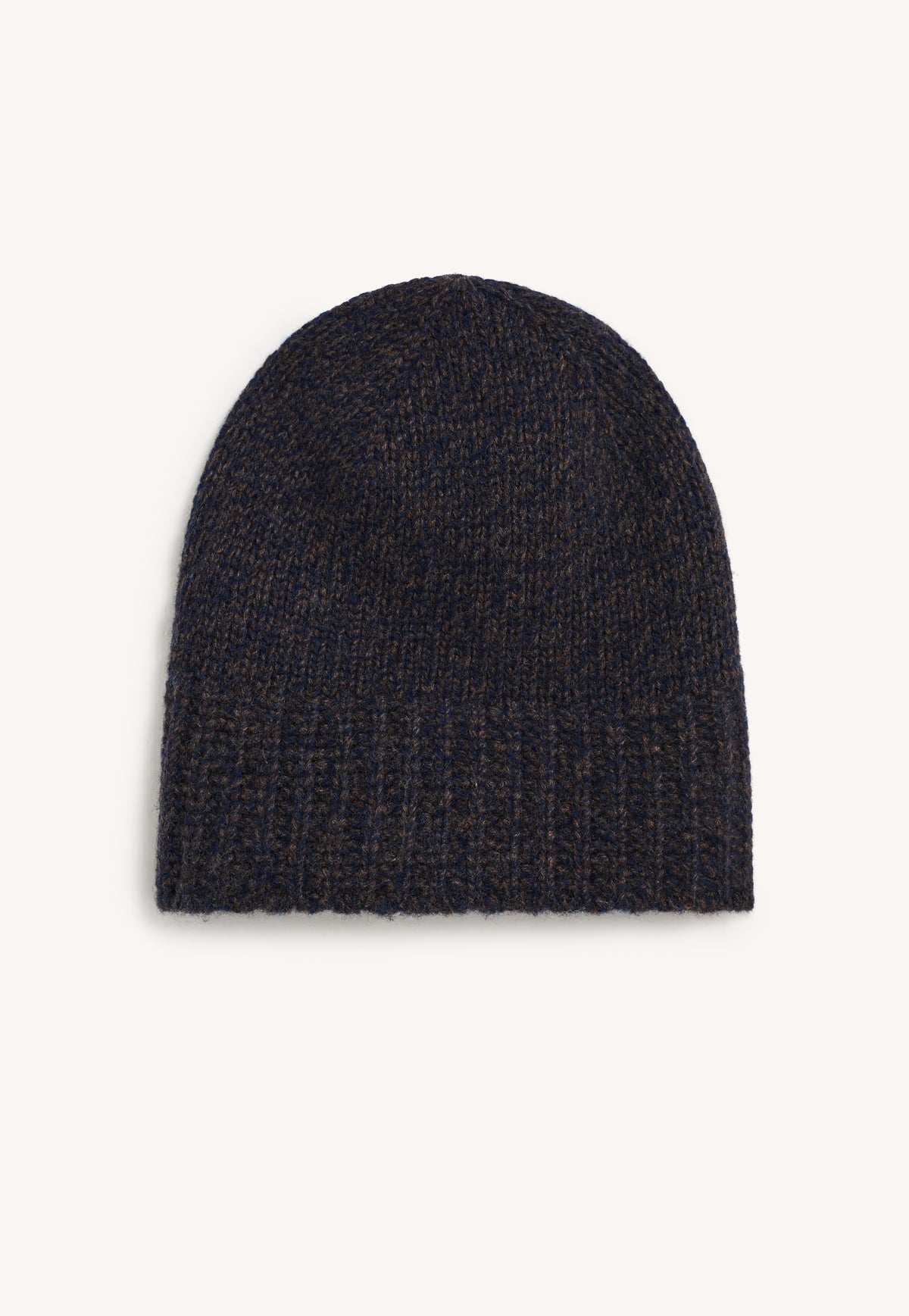 Rib Trim Cashmere Hat Brown Mouliné