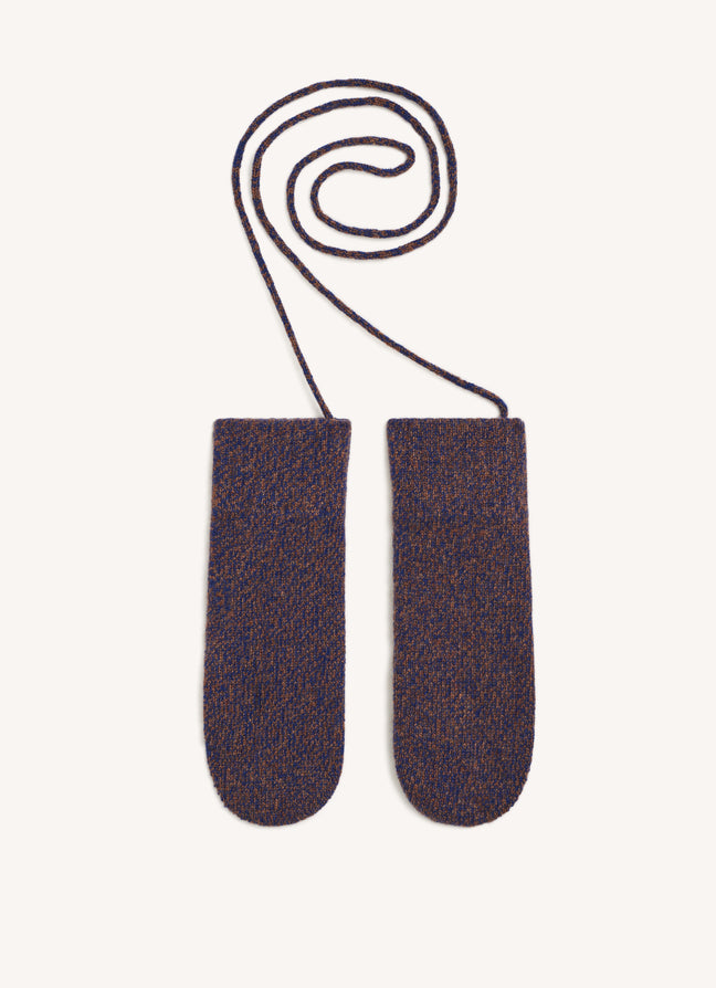 Cashmere Mittens in Hazelnut/Smalt Marle