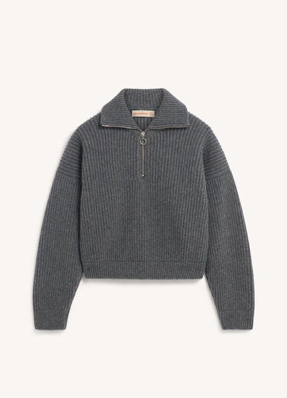 Rowan Rib Half Zip in Derby Grey