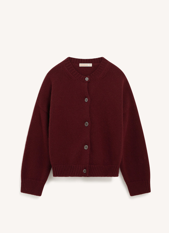 Caragh Crewneck Cardigan in Burgundy