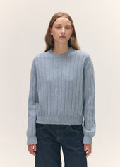 Rooney Rib Crewneck in Vintage Blue