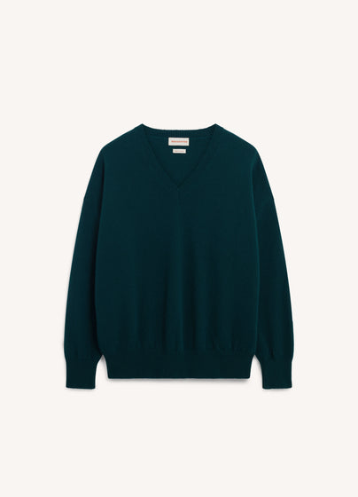 Innes Slouch V-Neck in Holly Green