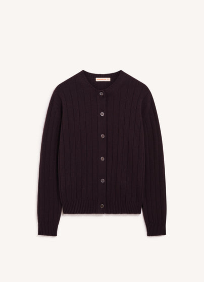 Rooney Rib Cardigan in Dark Brown