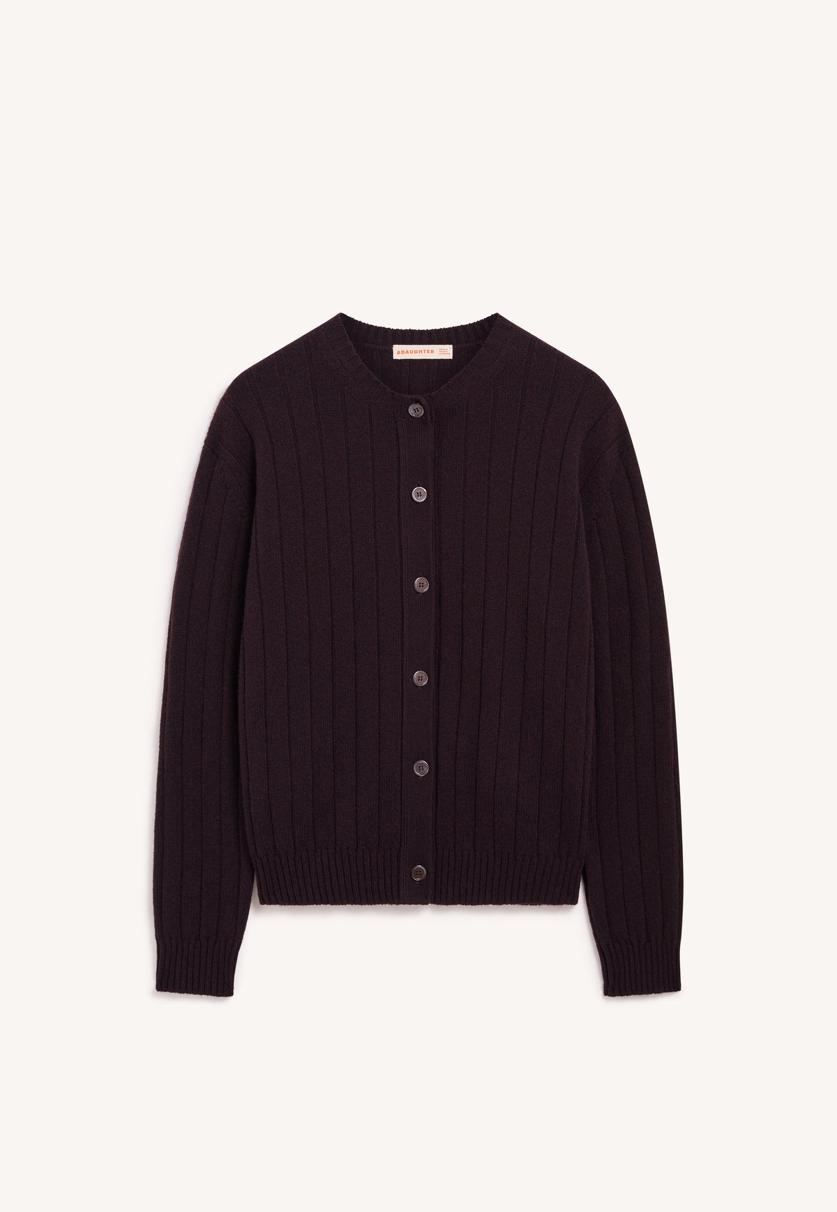 Rooney Rib Cardigan in Dark Brown