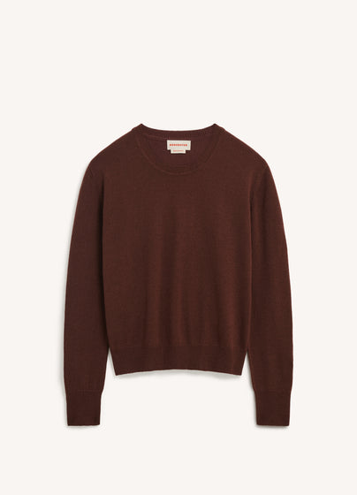 Skye Cashmere Crewneck in Dark Brown