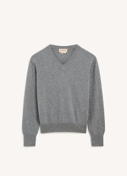 Skye Cashmere V-Neck in Soft Grey