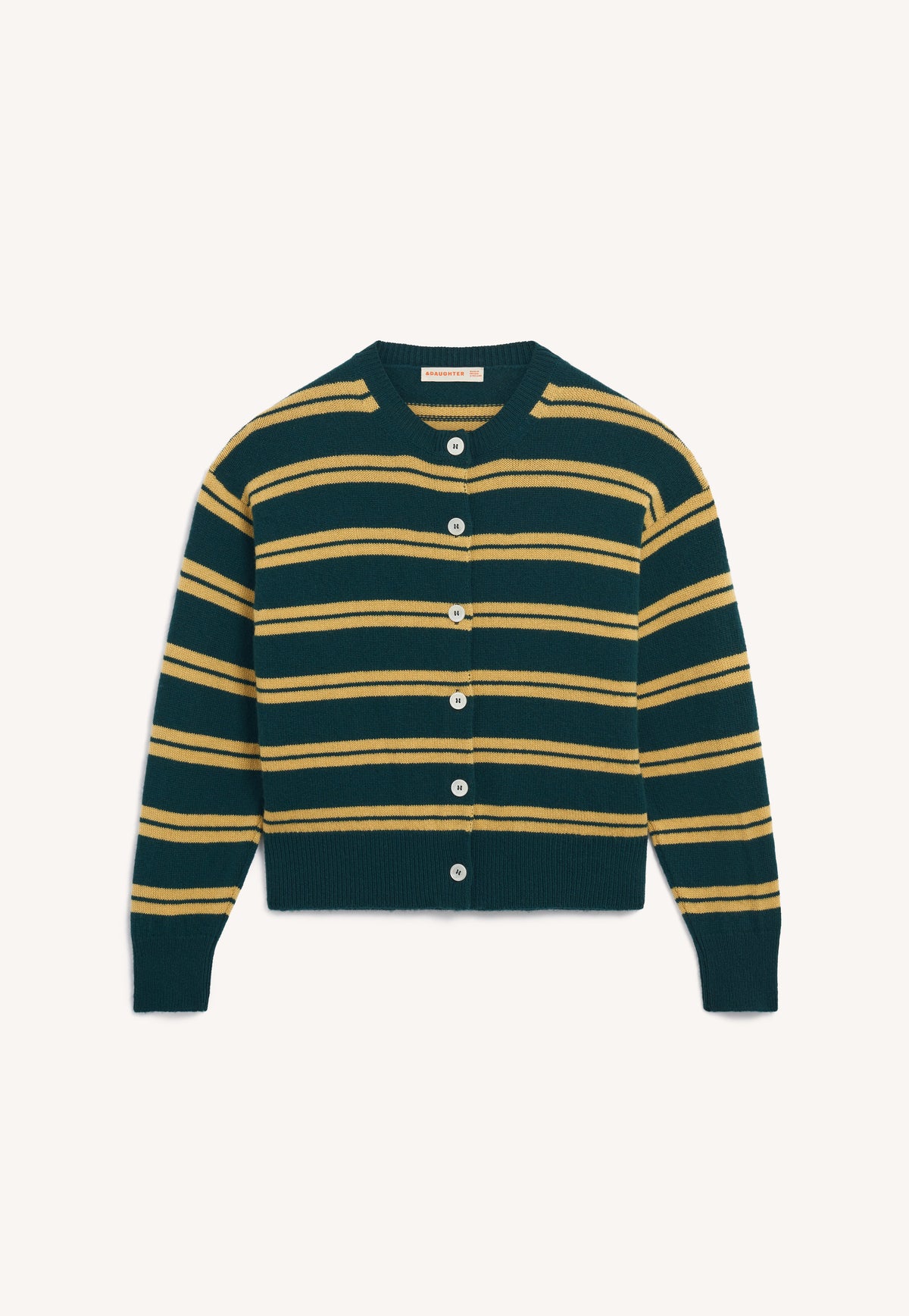 Ada Crewneck Cardigan Holly Yellow Stripe