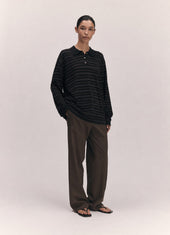 Long Sleeve Polo T-Knit in Midnight Stripe