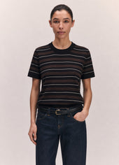 Short Sleeve Shrunken T-Knit in Midnight Stripe