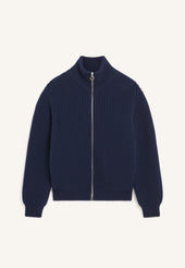 Mens Rea Rib Zip Jacket in Navy