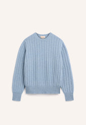 Mens Rooney Rib Crewneck in Vintage Blue
