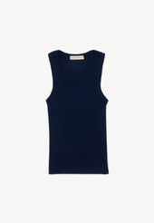 Tierna Fine Rib Merino Tank in Dark Navy