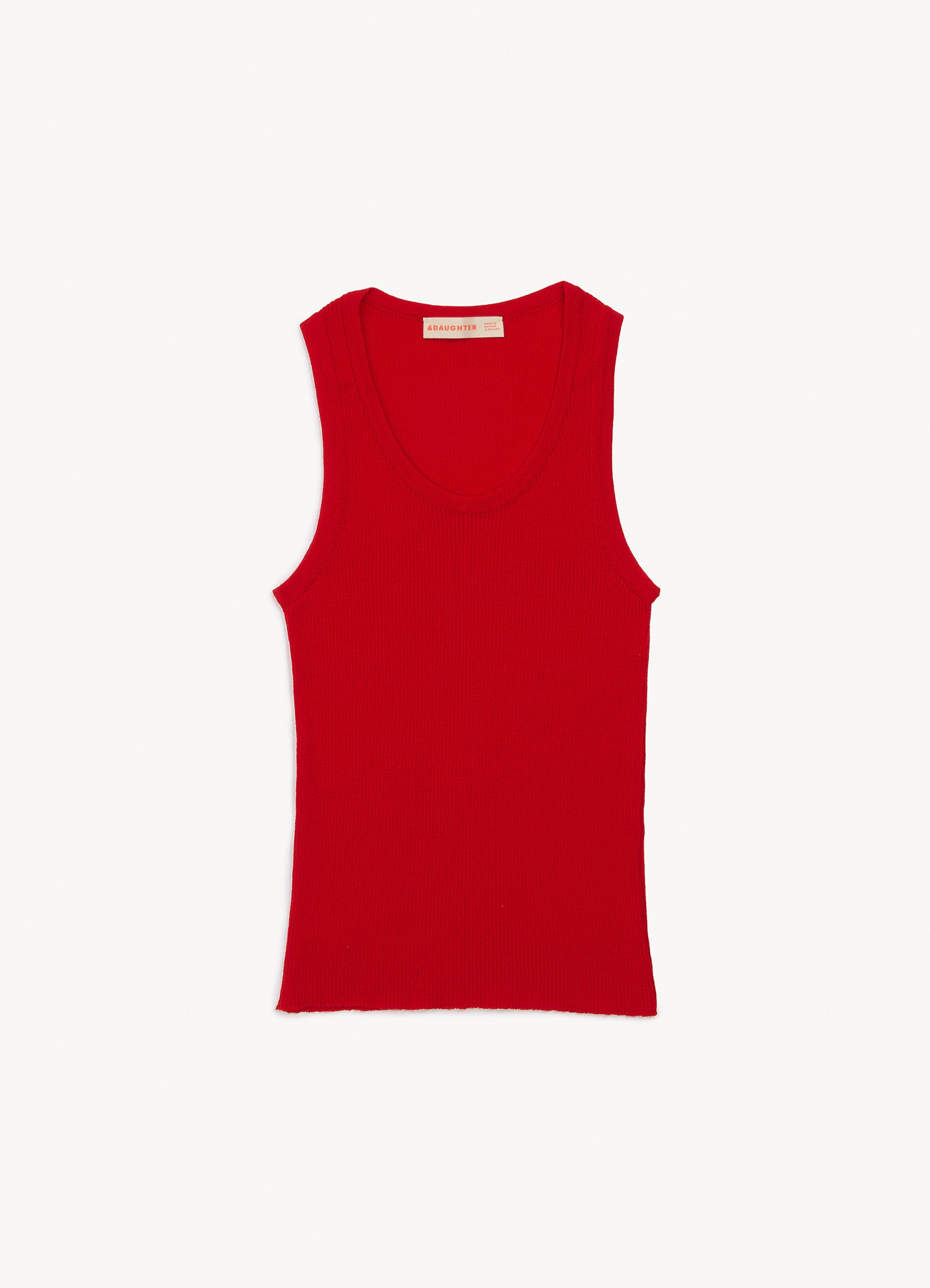 Tierna Fine Rib Merino Tank in Poppy Red – &Daughter