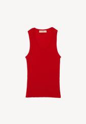 Tierna Fine Rib Merino Tank in Poppy Red