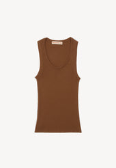 Tierna Fine Rib Merino Tank in Hazelnut