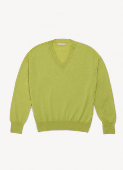 Tahra Cashmere V-Neck in Lime