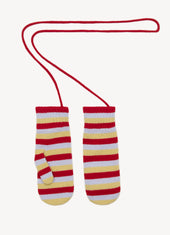 Cashmere Mittens in Ruby and Dust Blue Stripe