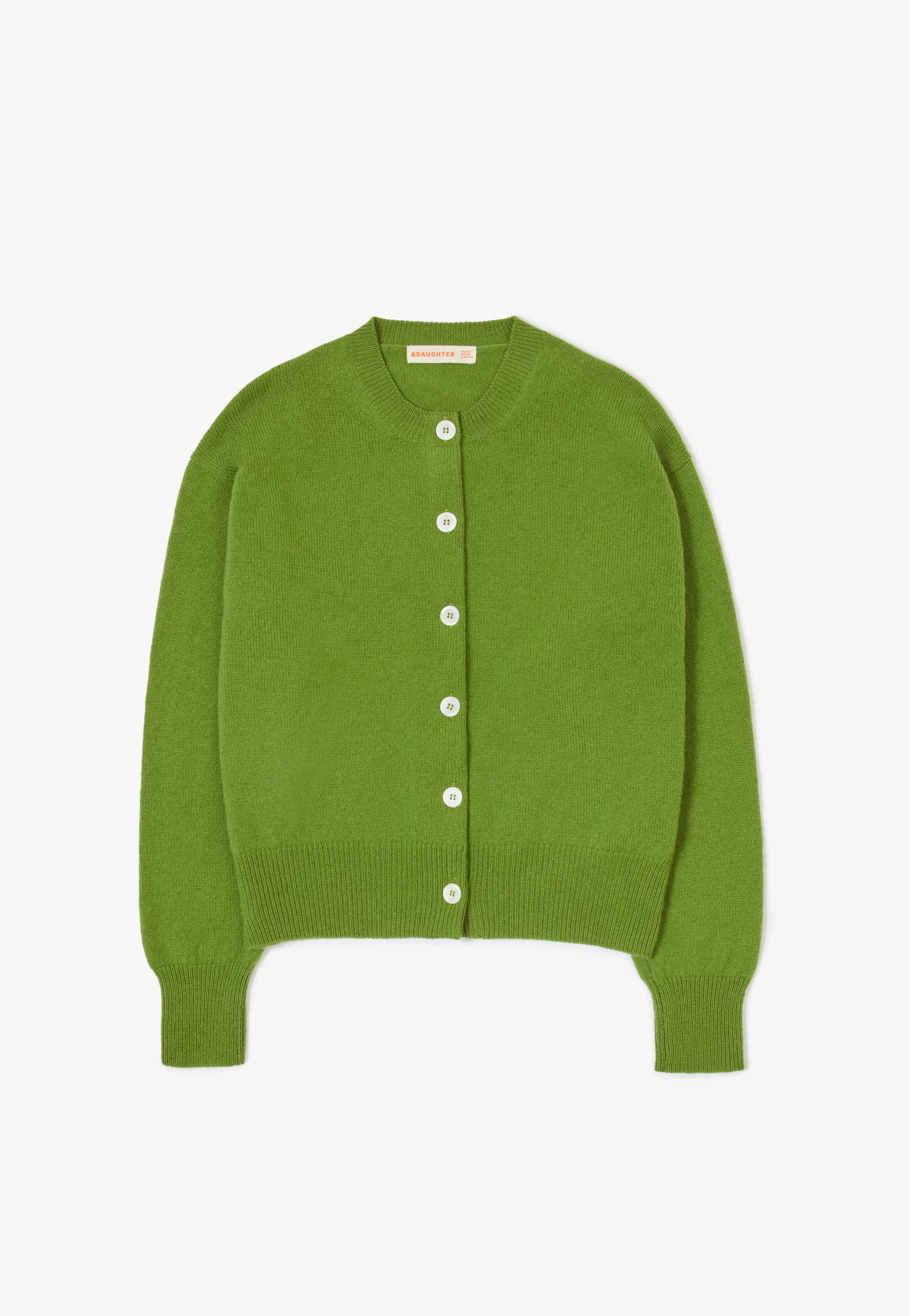Ada Crewneck Cardigan in Pickle Green – &Daughter