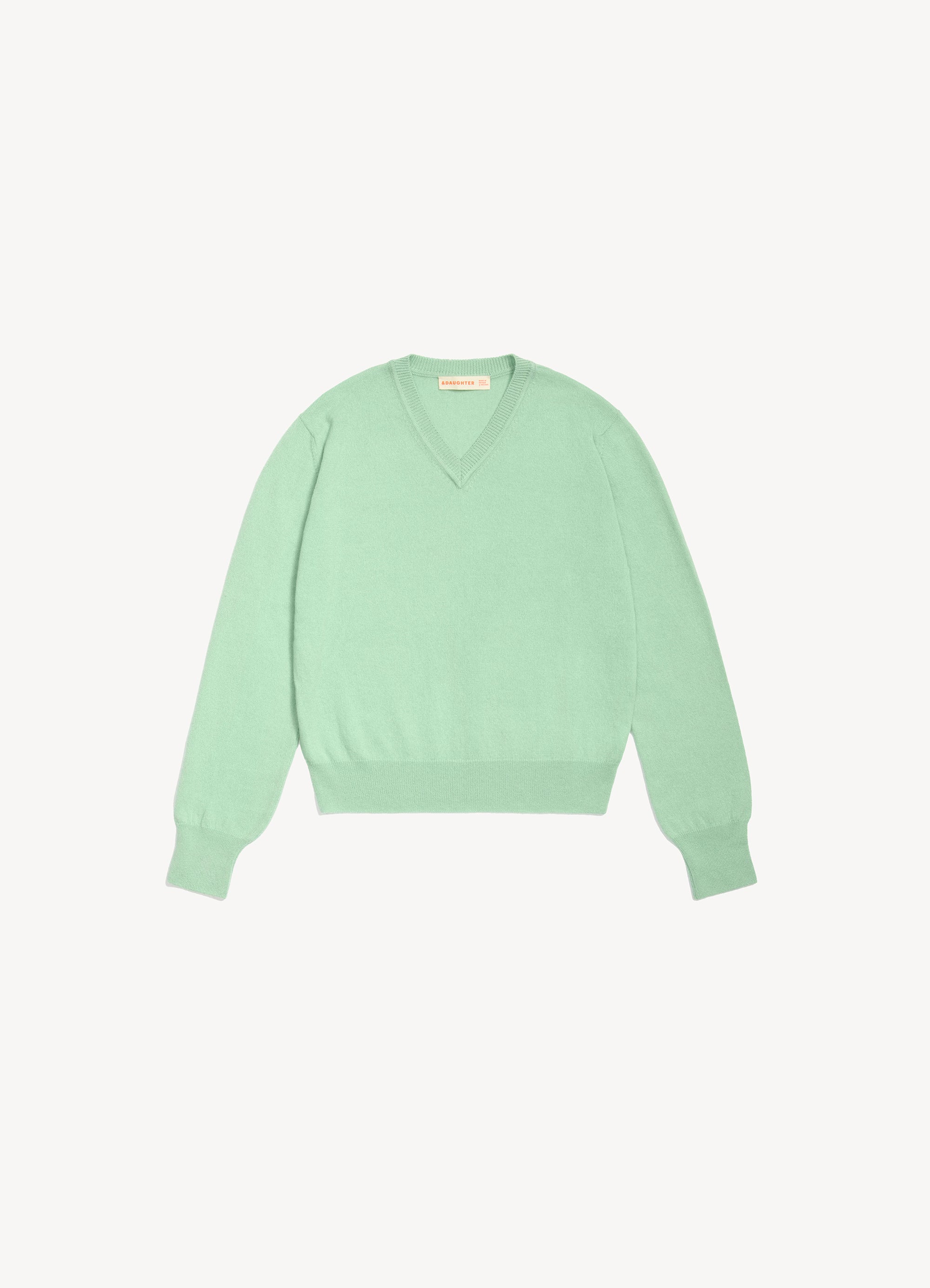 Skye Cashmere V-Neck in Mint – &Daughter